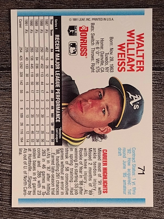 1992 Donruss #71 Walt Weiss