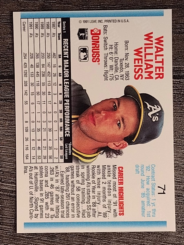 1992 Donruss #71 Walt Weiss