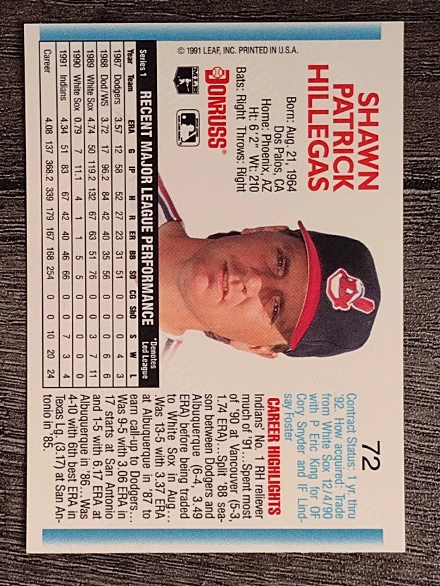 1992 Donruss #72 Shawn Hillegas