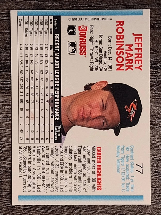 1992 Donruss #77 Jeff M. Robinson