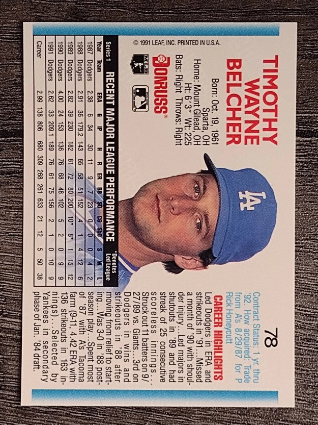 1992 Donruss #78 Tim Belcher