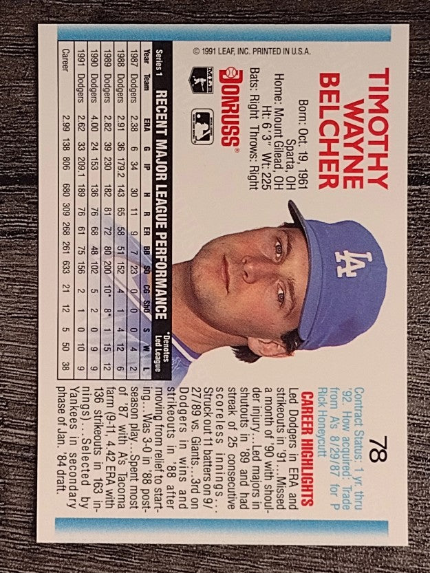 1992 Donruss #78 Tim Belcher