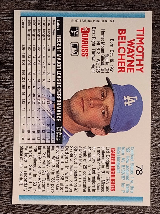1992 Donruss #78 Tim Belcher