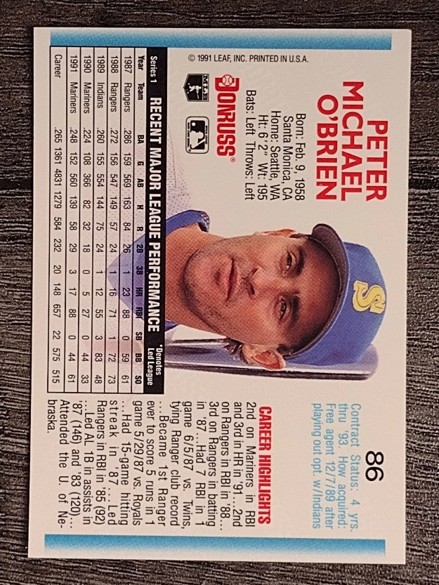 1992 Donruss #86 Pete O'Brien