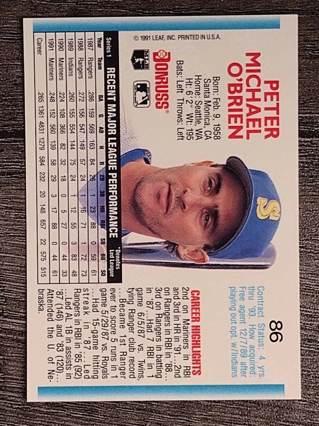 1992 Donruss #86 Pete O'Brien