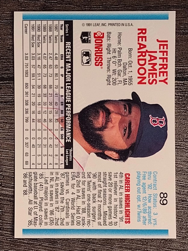 1992 Donruss #89 Jeff Reardon