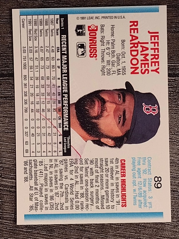 1992 Donruss #89 Jeff Reardon