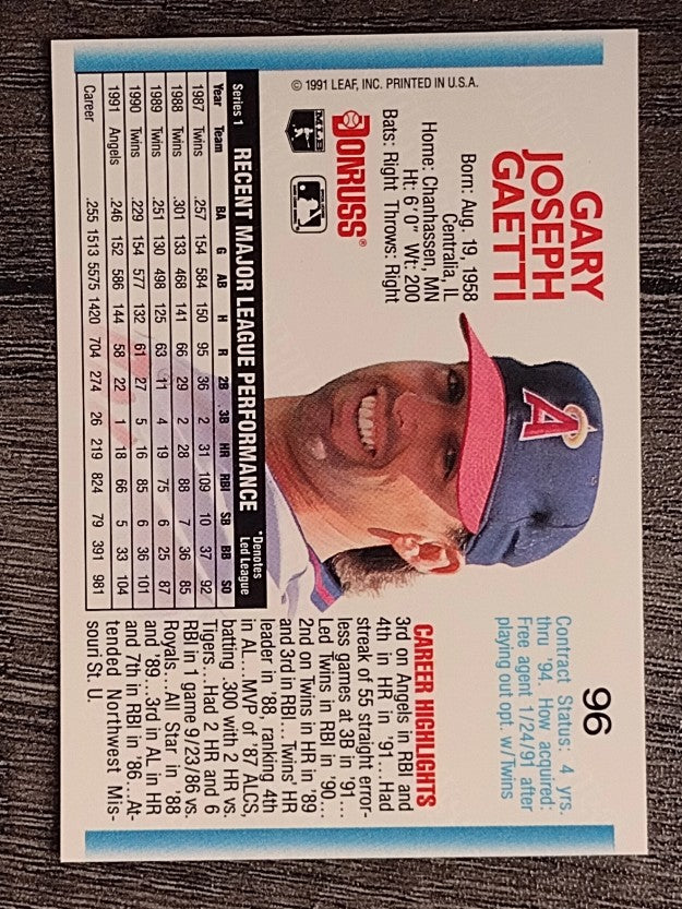 1992 Donruss #96 Gary Gaetti