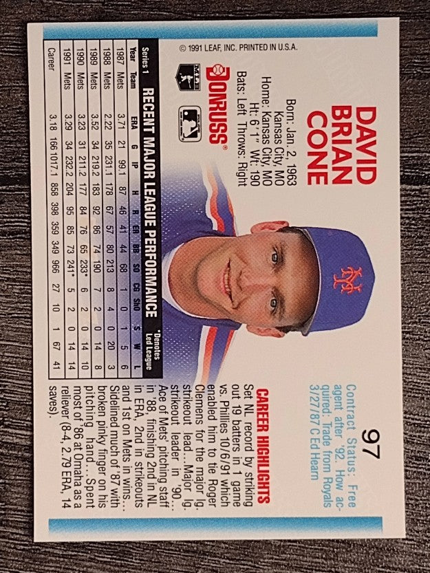 1992 Donruss #97 David Cone