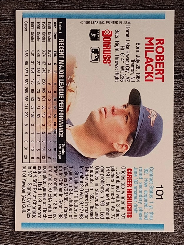 1992 Donruss #101 Bob Milacki