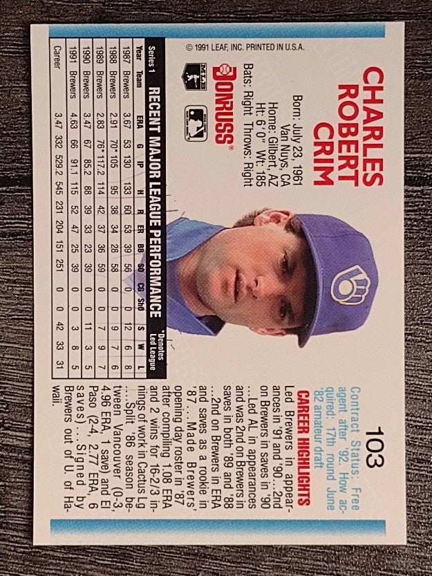 1992 Donruss #103 Chuck Crim