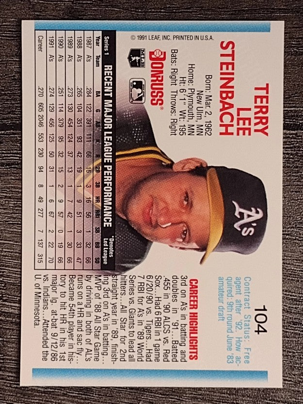 1992 Donruss #104 Terry Steinbach