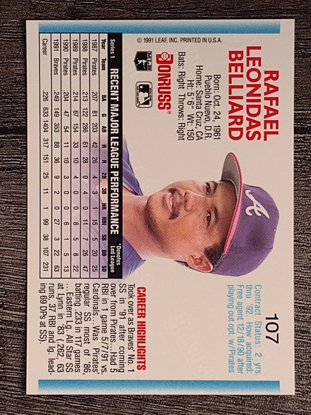 1992 Donruss #107 Rafael Belliard