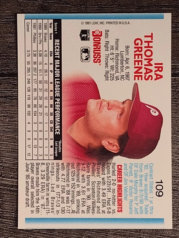 1992 Donruss #109 Tommy Greene