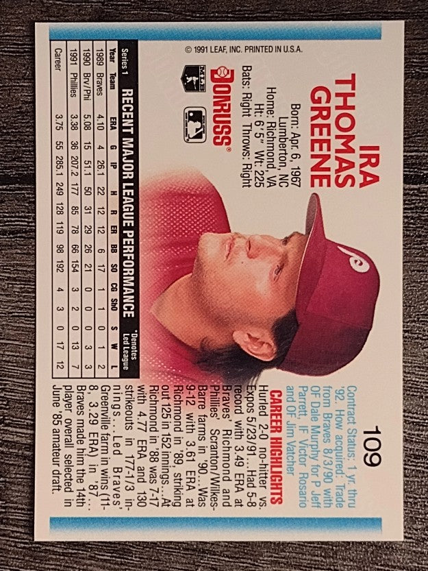 1992 Donruss #109 Tommy Greene