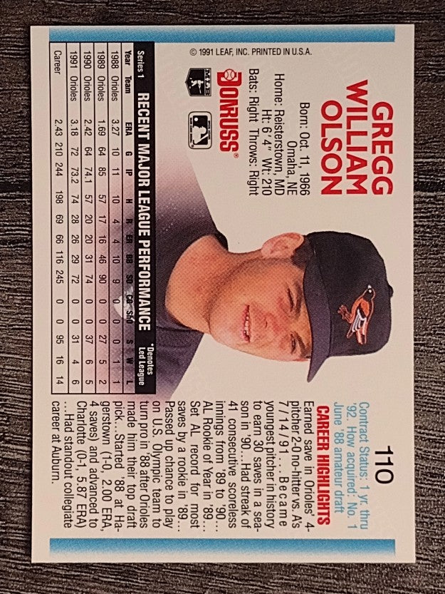 1992 Donruss #110 Gregg Olson