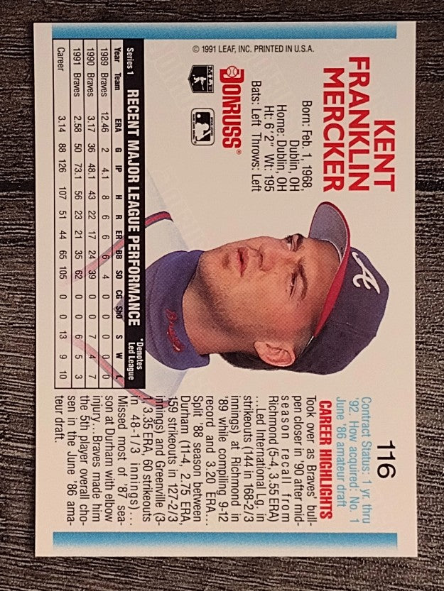 1992 Donruss #116 Kent Mercker