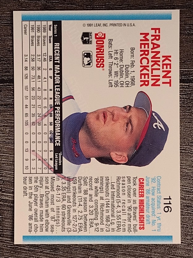1992 Donruss #116 Kent Mercker