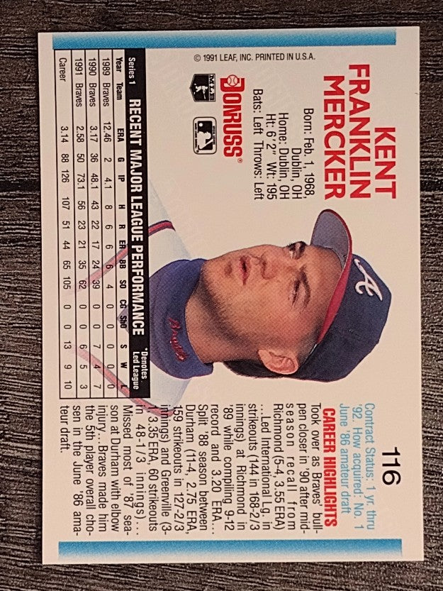 1992 Donruss #116 Kent Mercker