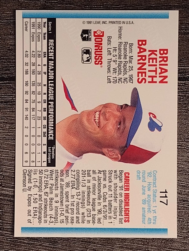 1992 Donruss #117 Brian Barnes