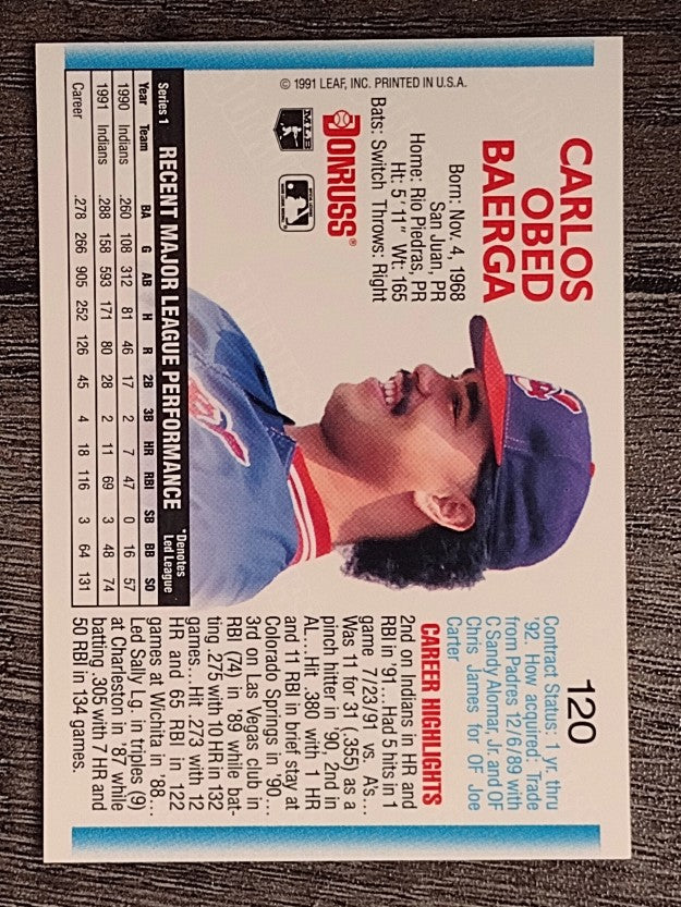 1992 Donruss #120 Carlos Baerga