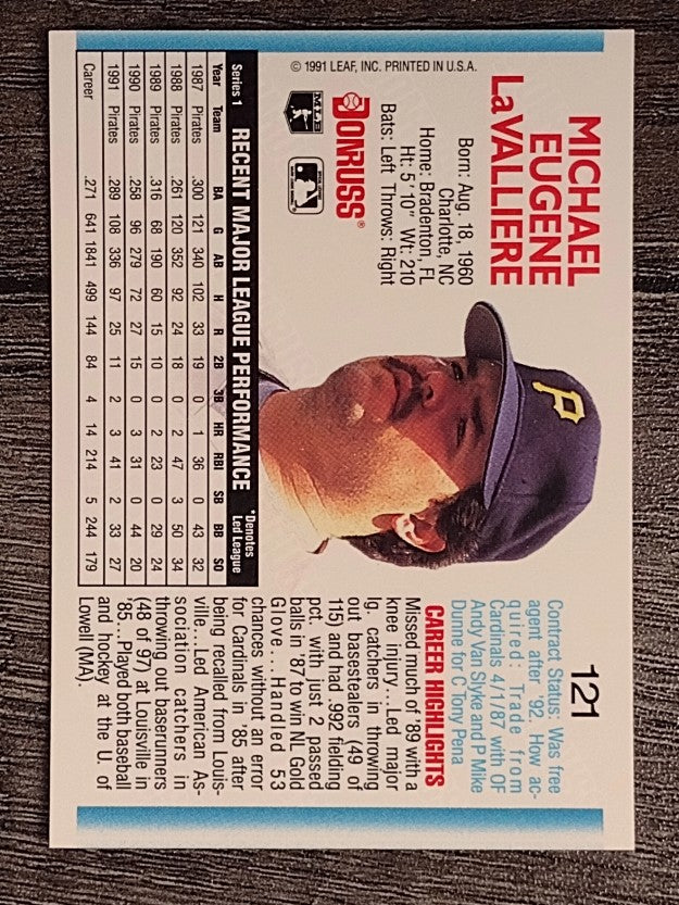 1992 Donruss #121 Mike LaValliere