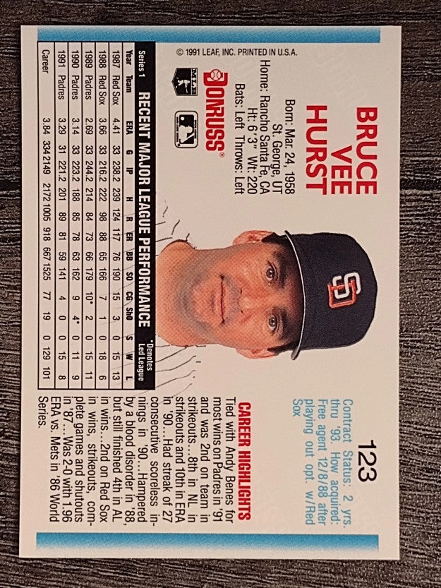 1992 Donruss #123 Bruce Hurst