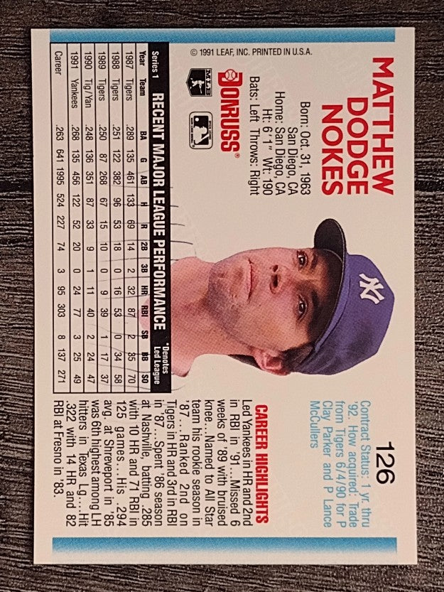 1992 Donruss #126 Matt Nokes