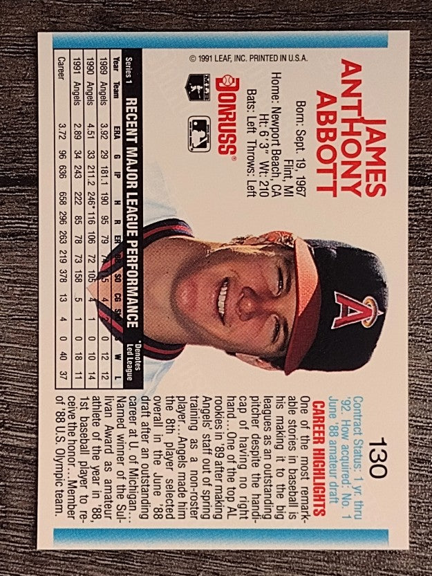 1992 Donruss #130 Jim Abbott