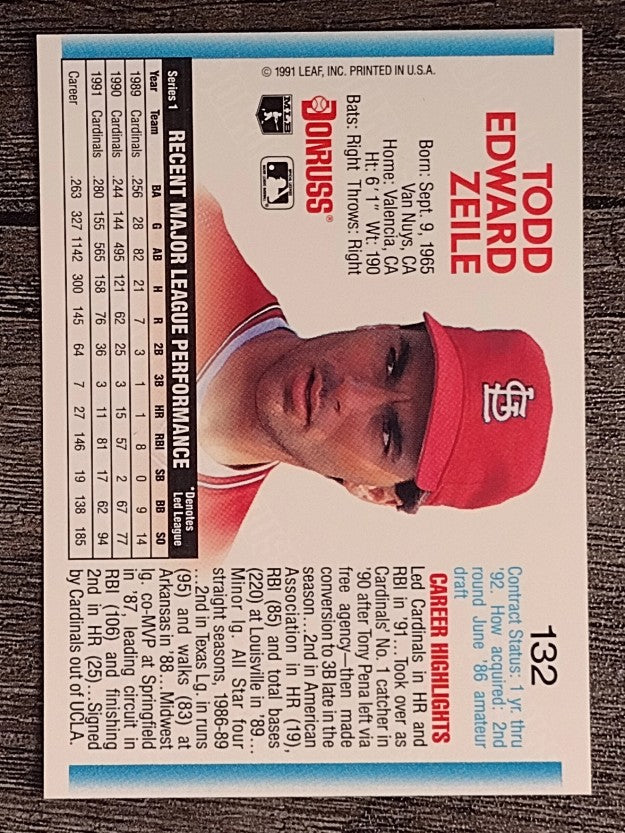 1992 Donruss #132 Todd Zeile