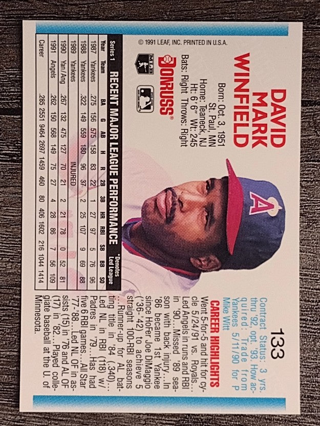 1992 Donruss #133 Dave Winfield