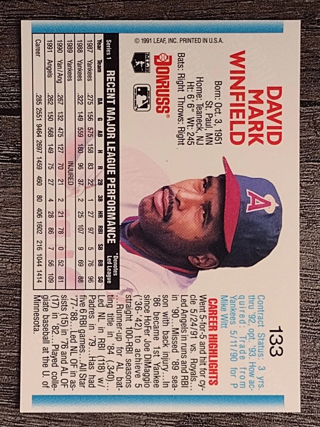 1992 Donruss #133 Dave Winfield