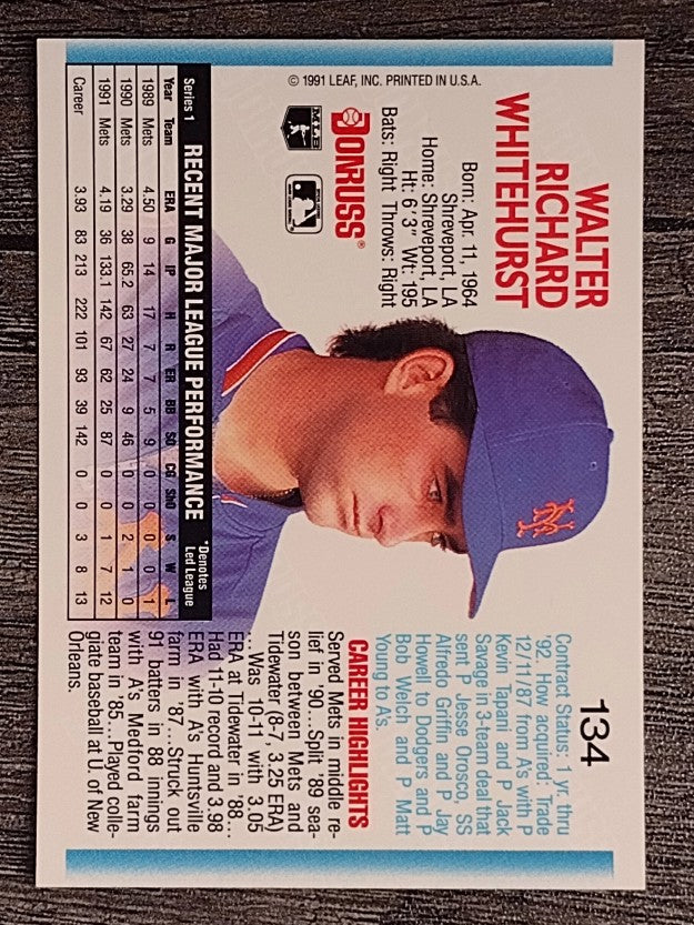 1992 Donruss #134 Wally Whitehurst