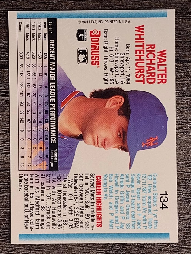 1992 Donruss #134 Wally Whitehurst