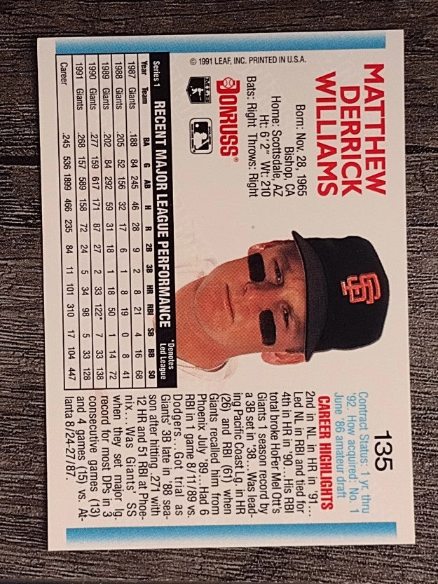 1992 Donruss #135 Matt Williams