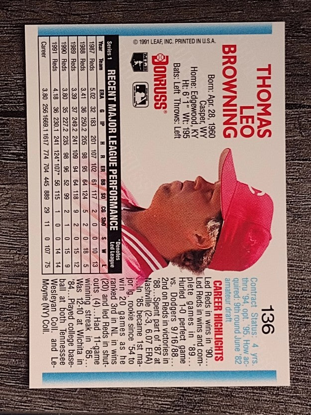 1992 Donruss #136 Tom Browning