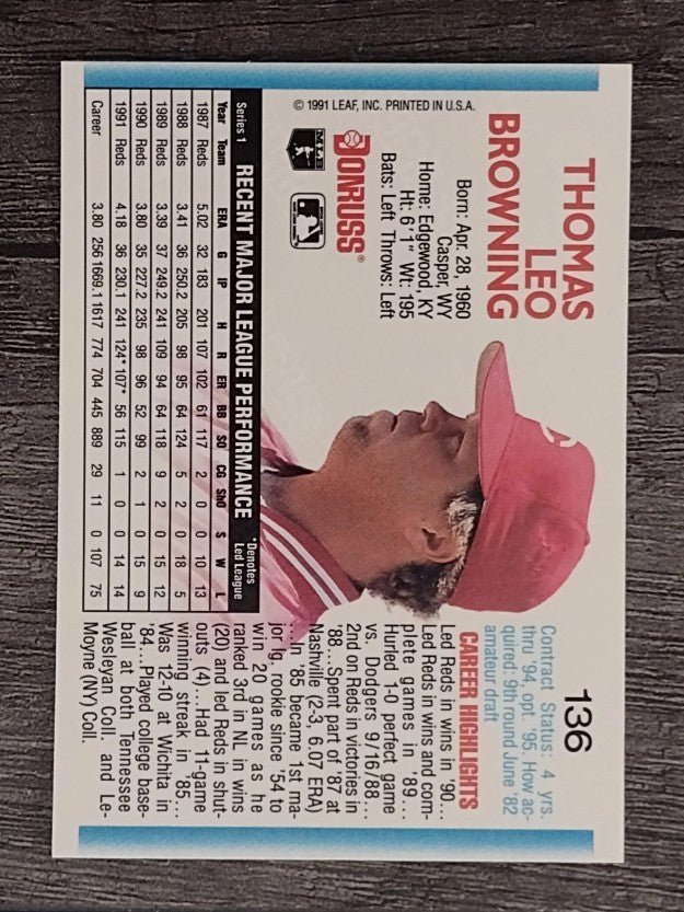 1992 Donruss #136 Tom Browning