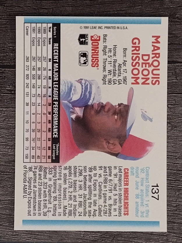 1992 Donruss #137 Marquis Grissom