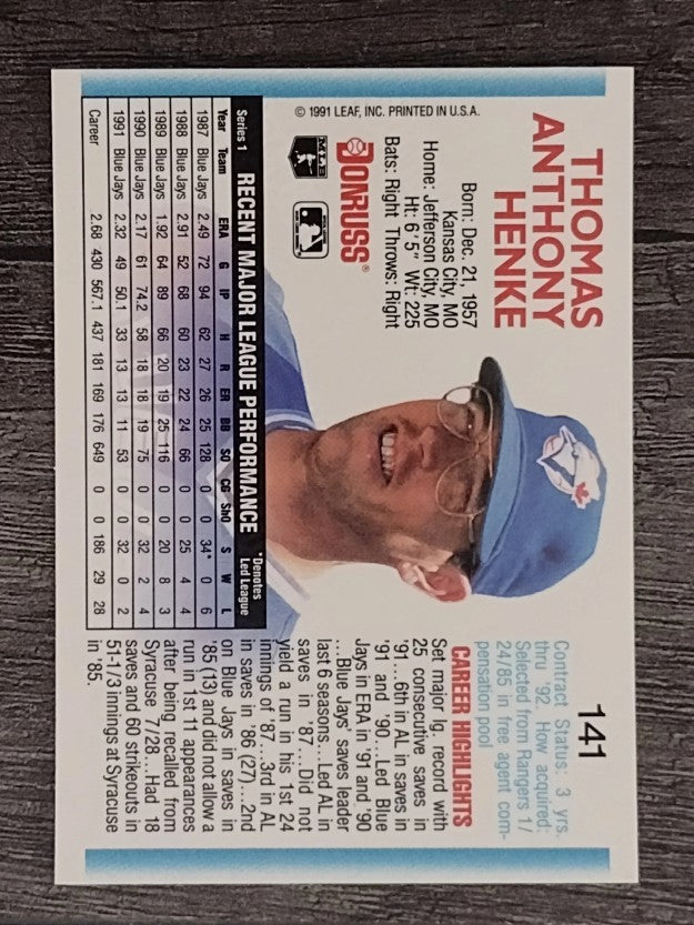 1992 Donruss #141 Tom Henke