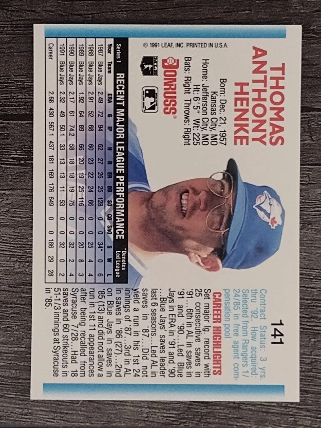 1992 Donruss #141 Tom Henke