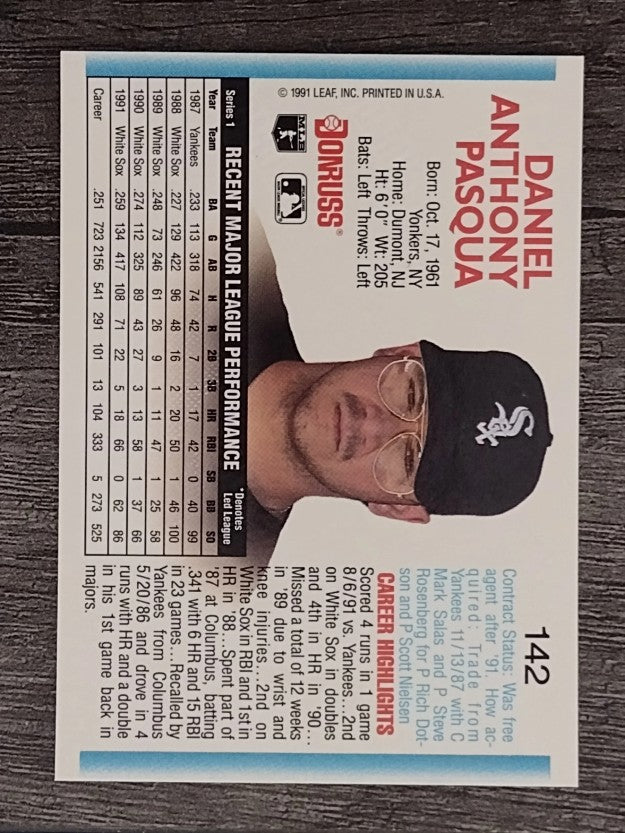 1992 Donruss #142 Dan Pasqua