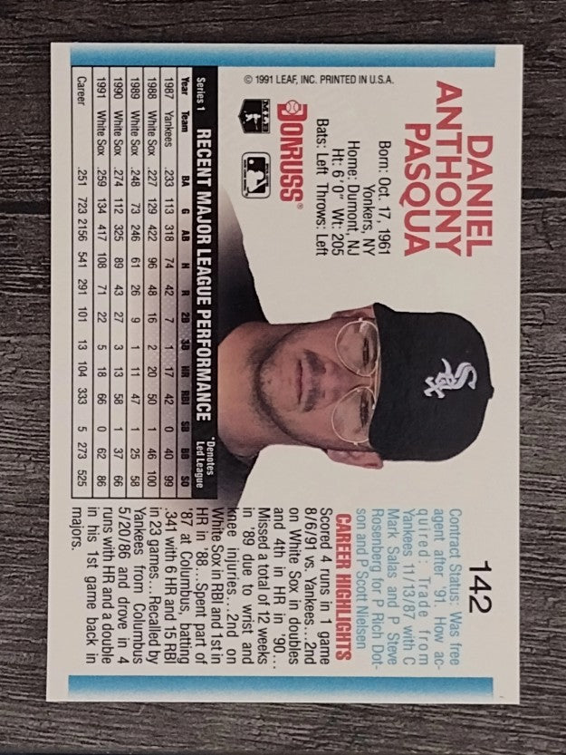 1992 Donruss #142 Dan Pasqua