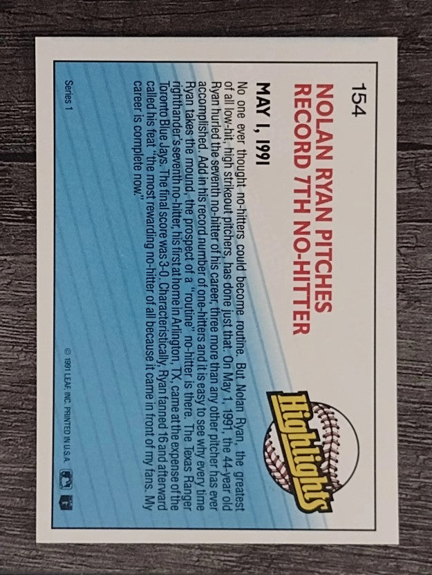 1992 Donruss #154 Nolan Ryan HL