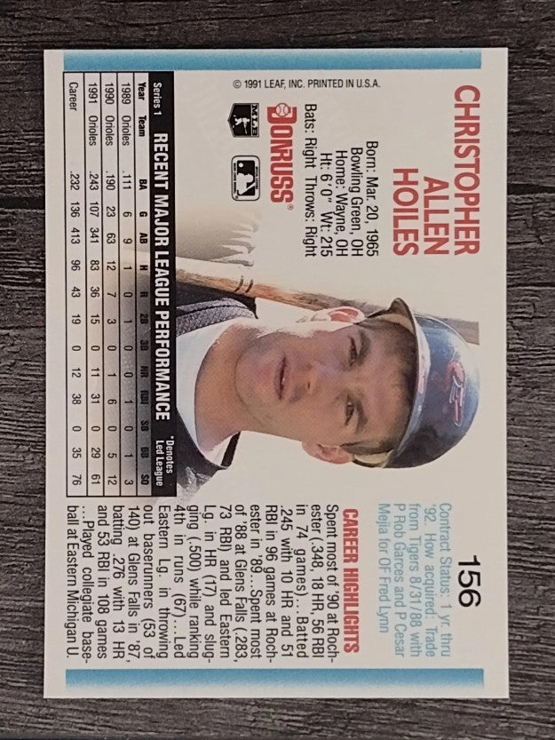 1992 Donruss #156 Chris Hoiles