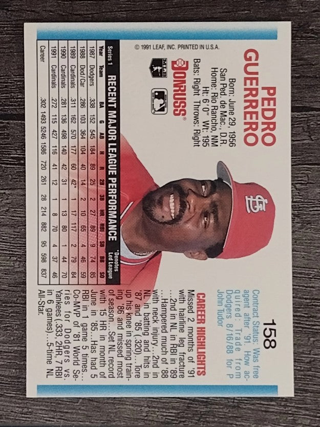 1992 Donruss #158 Pedro Guerrero