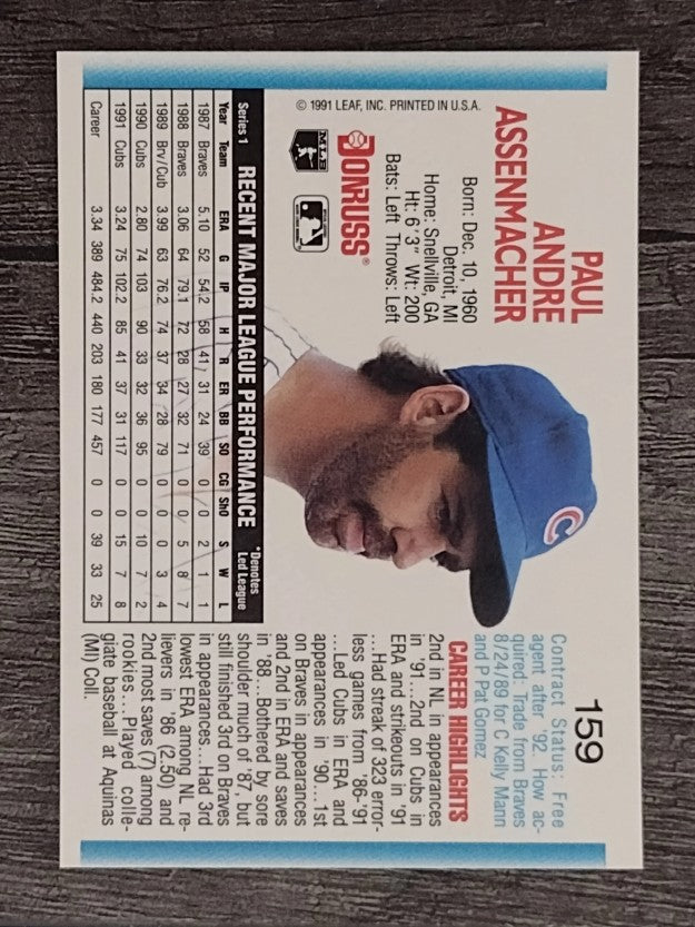 1992 Donruss #159 Paul Assenmacher
