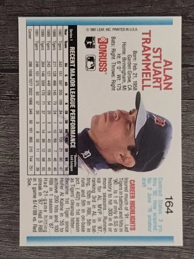 1992 Donruss #164 Alan Trammell