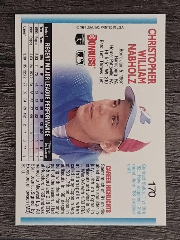 1992 Donruss #170 Chris Nabholz