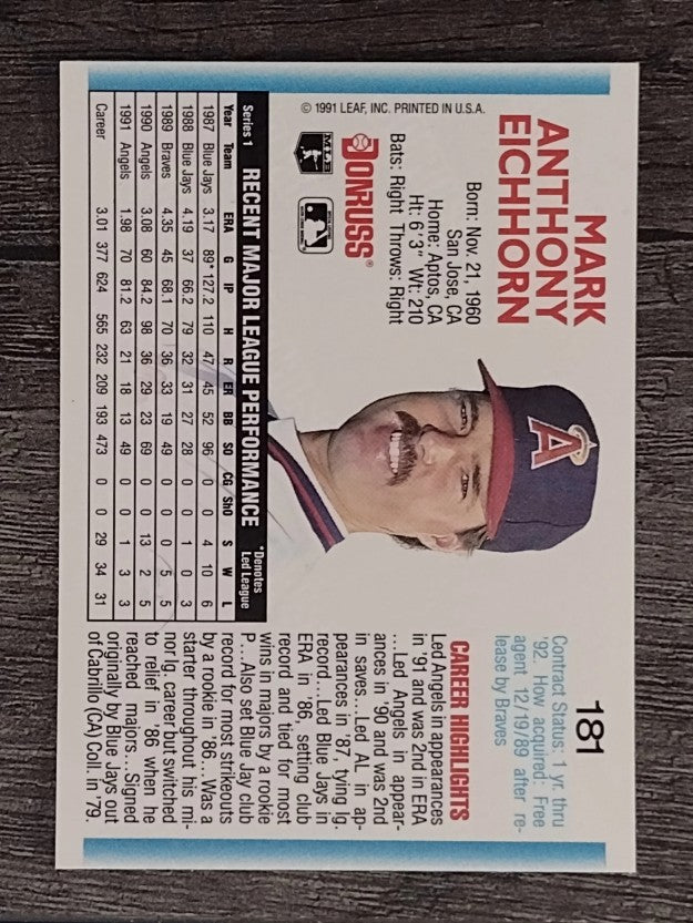 1992 Donruss #181 Mark Eichhorn