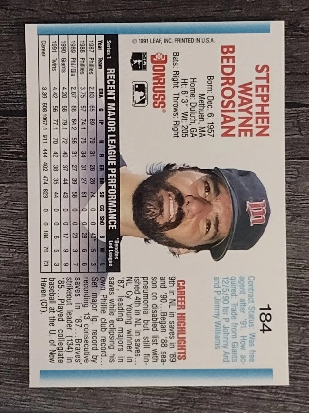 1992 Donruss #184 Steve Bedrosian